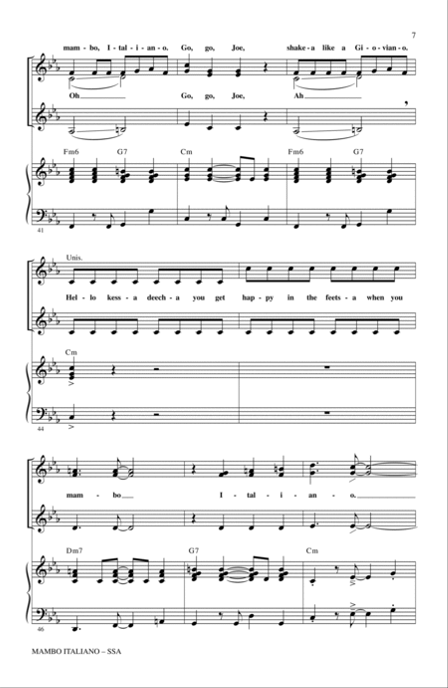 Mambo Italiano (arr. Alan Billingsley) SSA scores gallery preview page 6