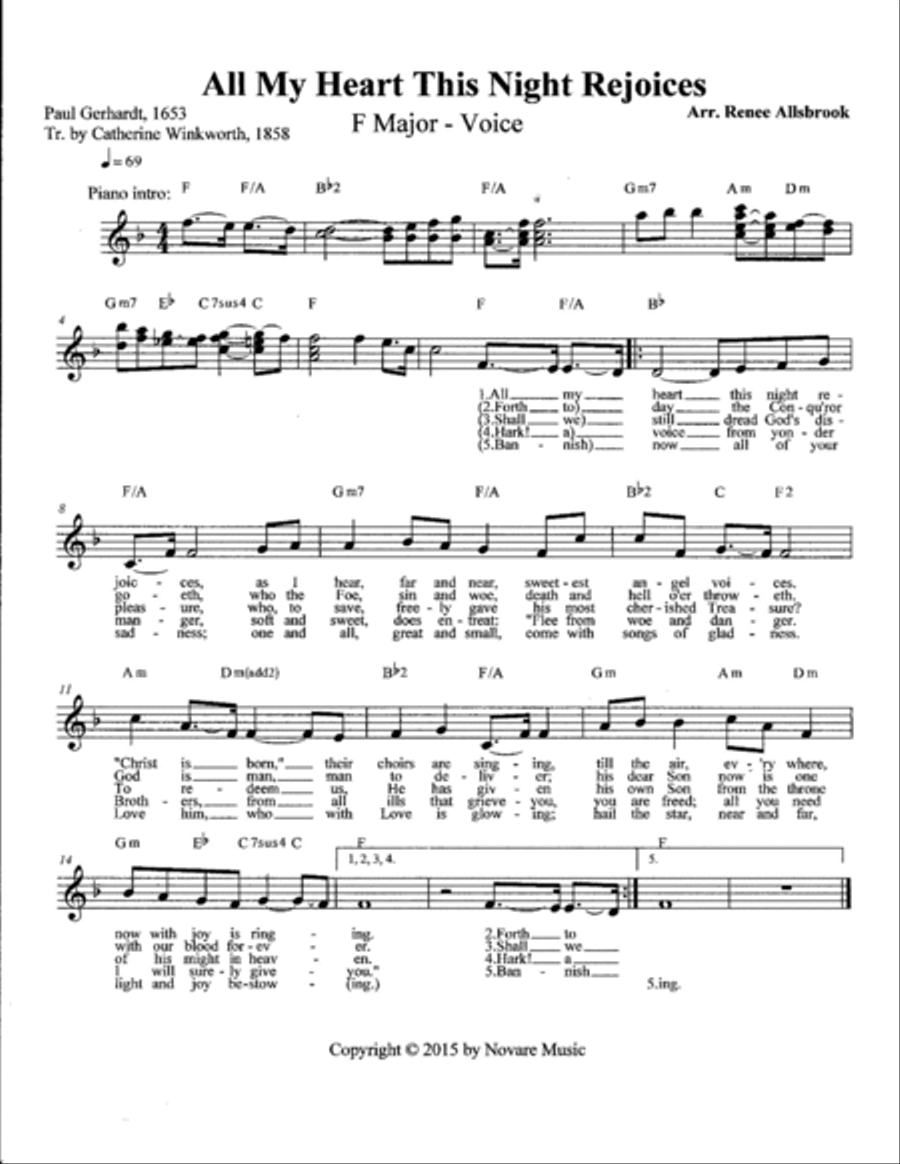 All My Heart This Night Rejoices 4-Part scores gallery preview page 2