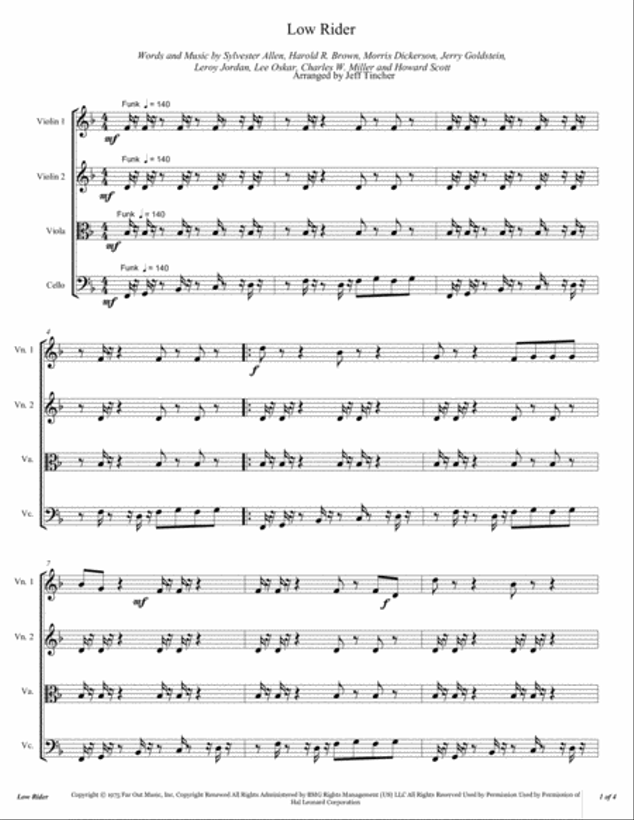 Low Rider String Quartet scores gallery preview page 2