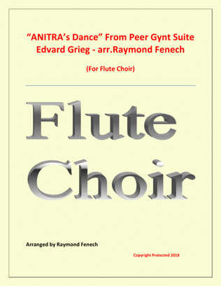 Book cover for Anitra's Dance - From Peer Gynt - Flute Choir Septet (4 Flutes; 2 alto Flutes and Bass Flute)