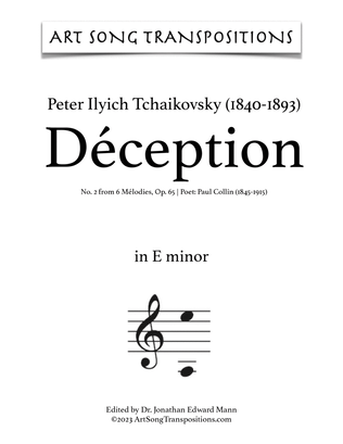 Book cover for TCHAIKOVSKY: Déception, Op. 65 no. 2 (transposed to E minor)