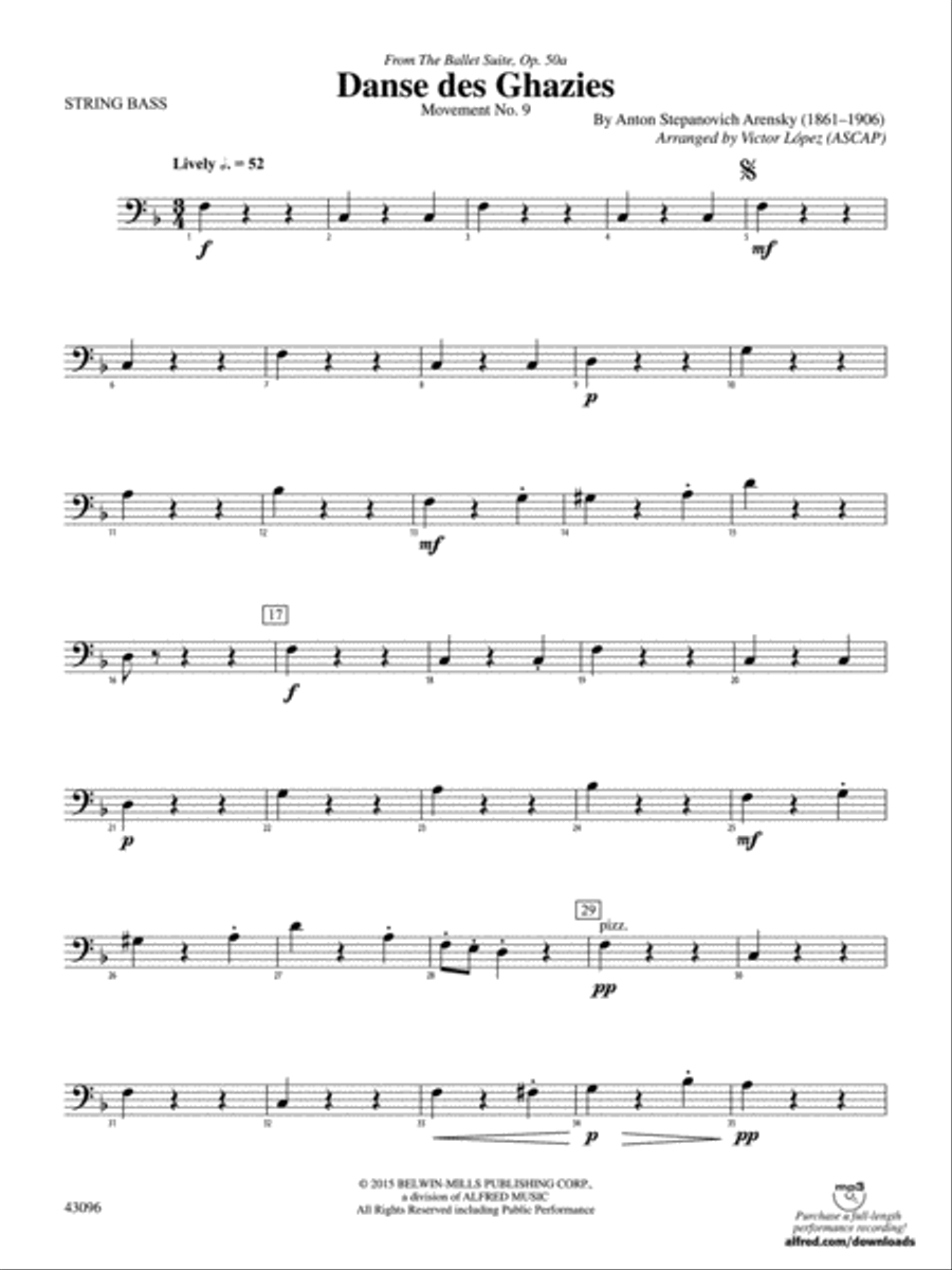 Danse des Ghazies (from The Ballet Suite, Op. 50a): String Bass Concert Band scores gallery preview page 1