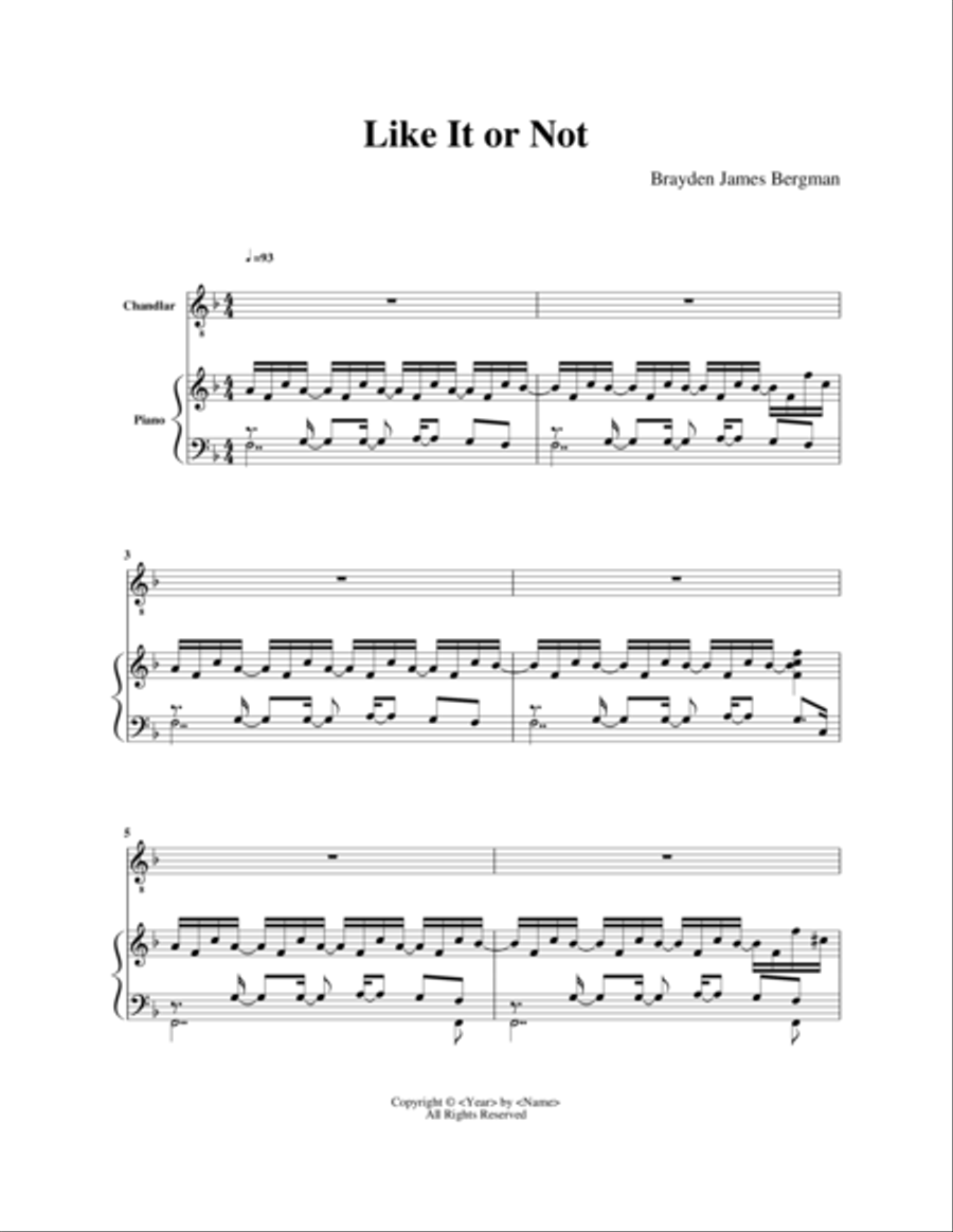 Like It or Not Like It or Not Piano, Vocal, Guitar scores gallery preview page 1