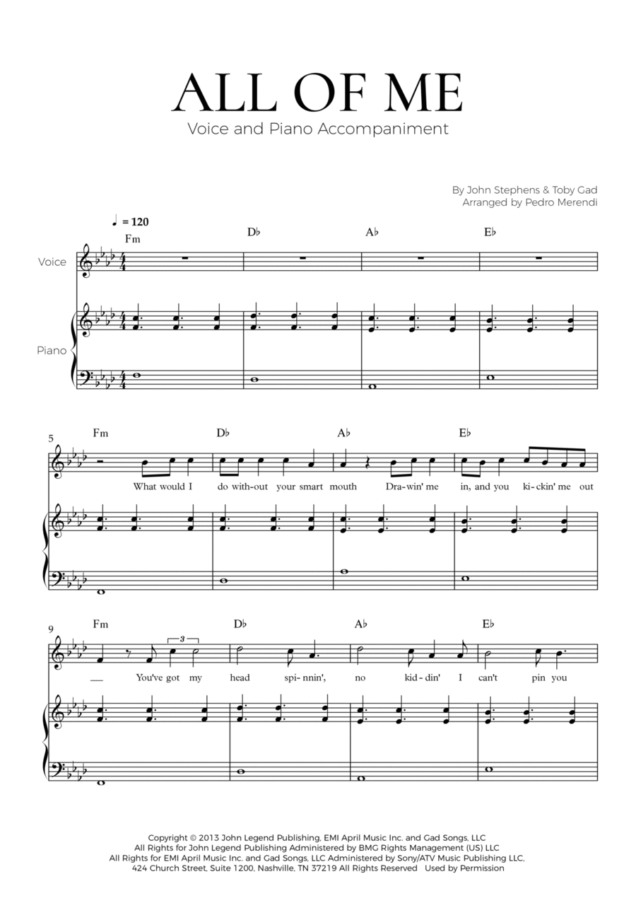 All Of Me Voice scores gallery preview page 1