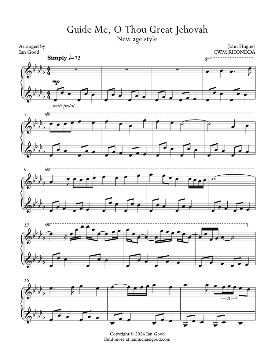 Guide Me, O Thou Great Jehovah (new age piano) Piano Solo scores gallery preview page 1