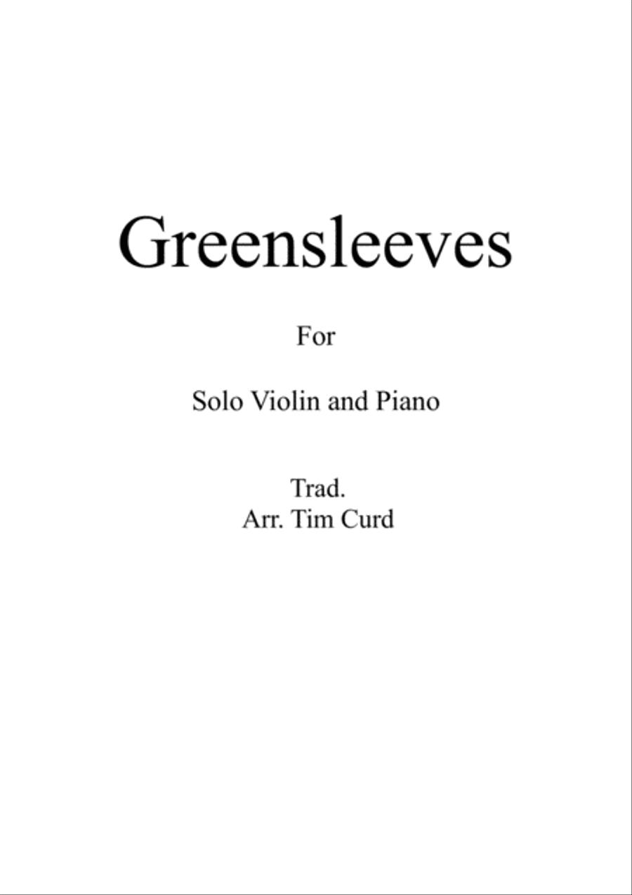 Greensleeves for Solo Violin and Piano Violin Solo scores gallery preview page 1