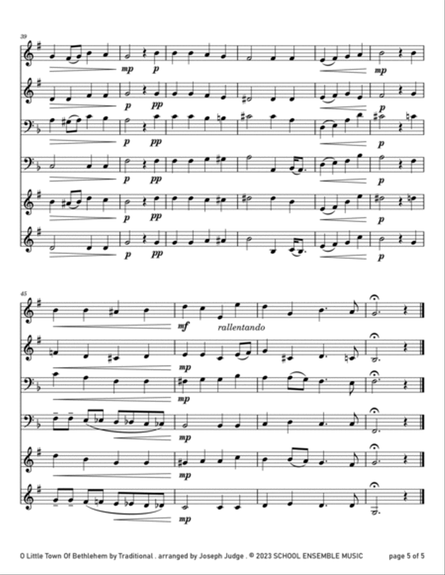 O Little Town Of Bethlehem for Brass Quartet in School Brass Quartet scores gallery preview page 5
