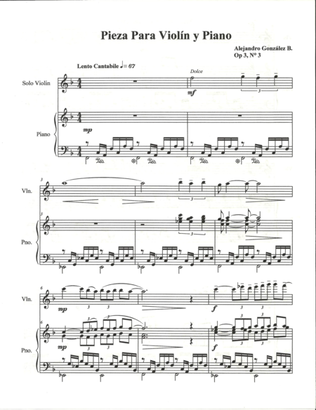 Pieza para Violin y Piano Op. 3 No. 3