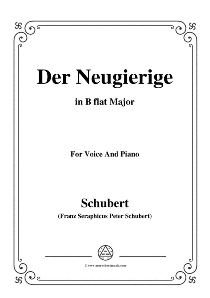 Schubert-Der Neugierige,from 'Die Schöne Müllerin',Op.25 No.6,in B flat Major,for Voice&Piano image number null