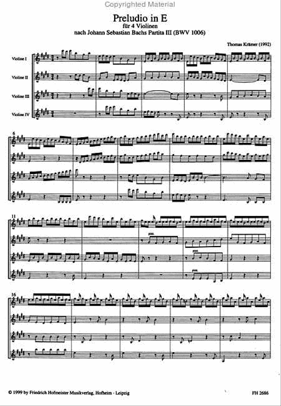 Preludio in E. Nach Johann Sebastian Bachs Partita III, BWV 1006 Violin scores gallery preview page 2