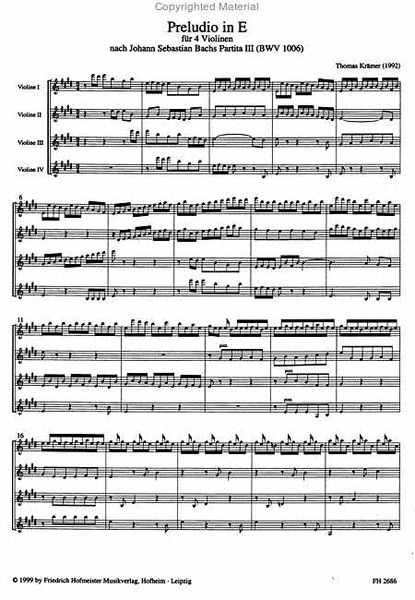 Preludio in E. Nach Johann Sebastian Bachs Partita III, BWV 1006