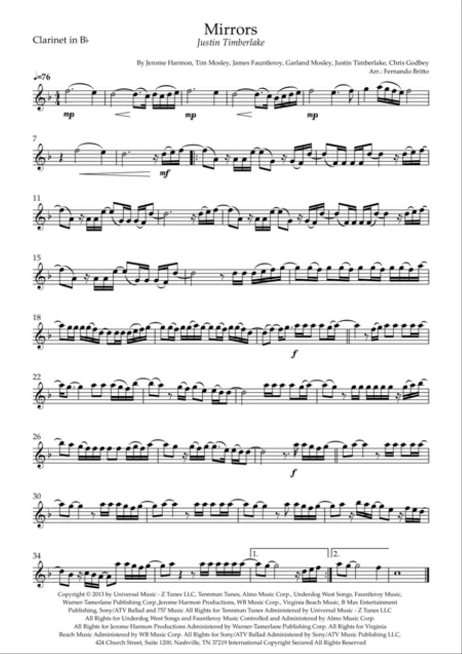 Mirrors Mirrors Clarinet Solo scores gallery preview page 3