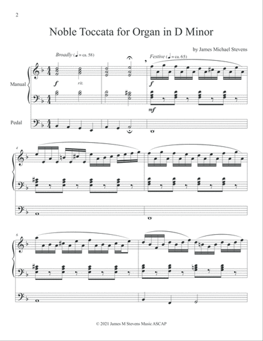 Noble Toccata for Organ in D Minor Organ Solo scores gallery preview page 2
