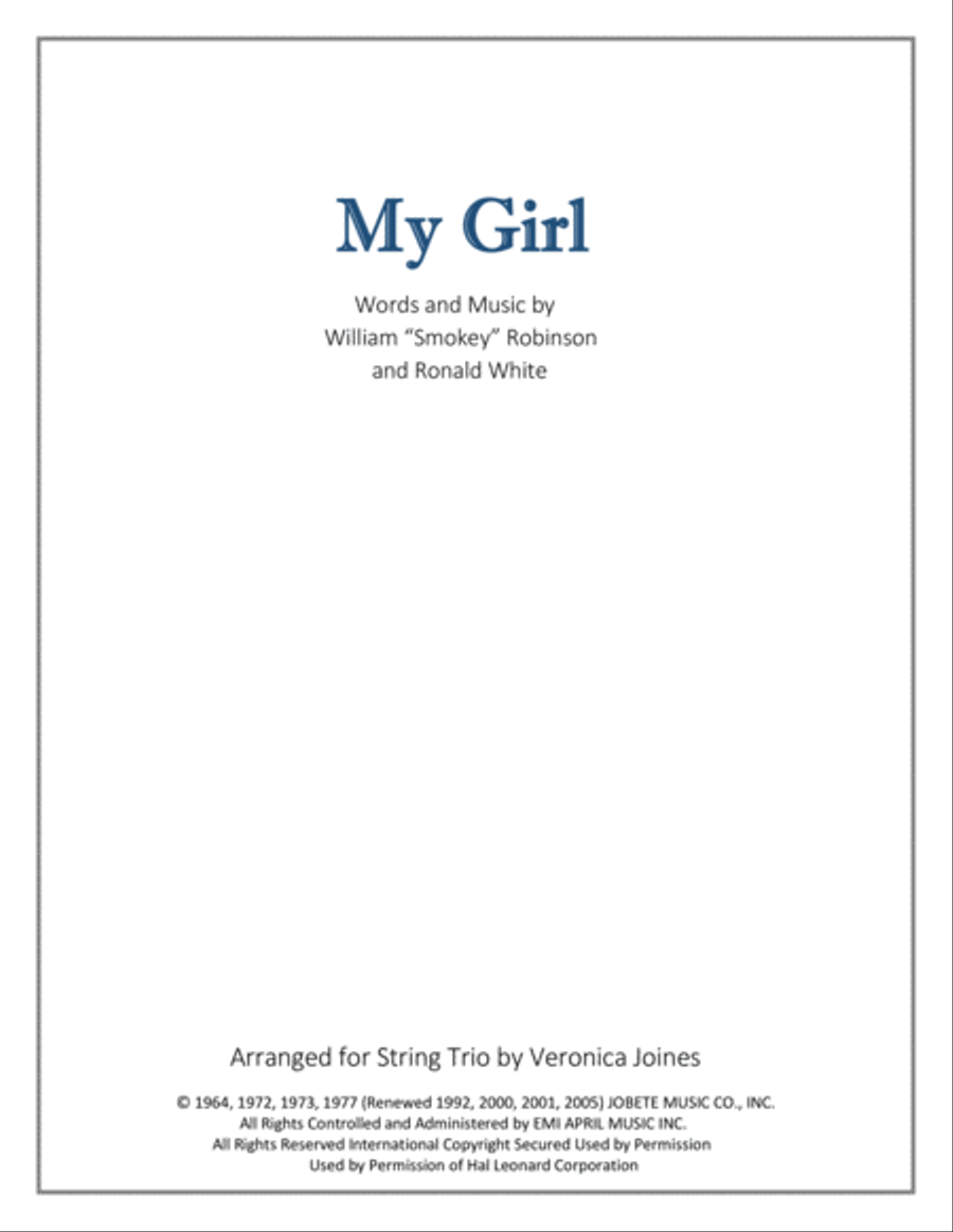 My Girl My Girl String Trio scores gallery preview page 1