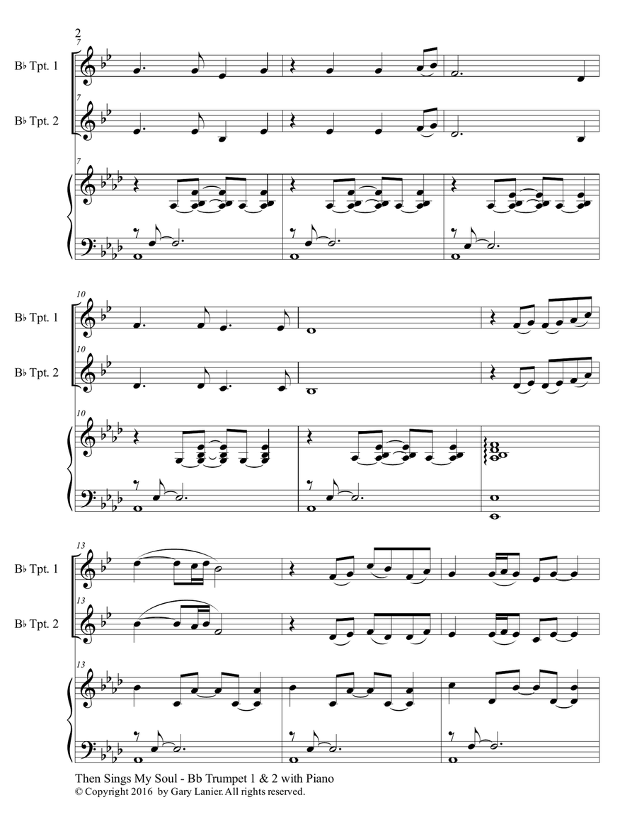 Trios for 3 GREAT HYMNS (Bb Trumpet 1 & 2 with Piano and Parts) Brass Trio scores gallery preview page 3