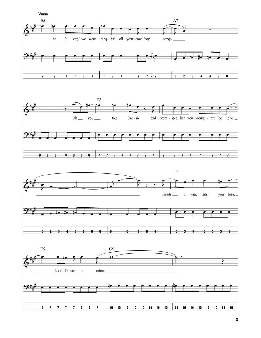 Draw The Line Bass Guitar Tablature scores gallery preview page 5