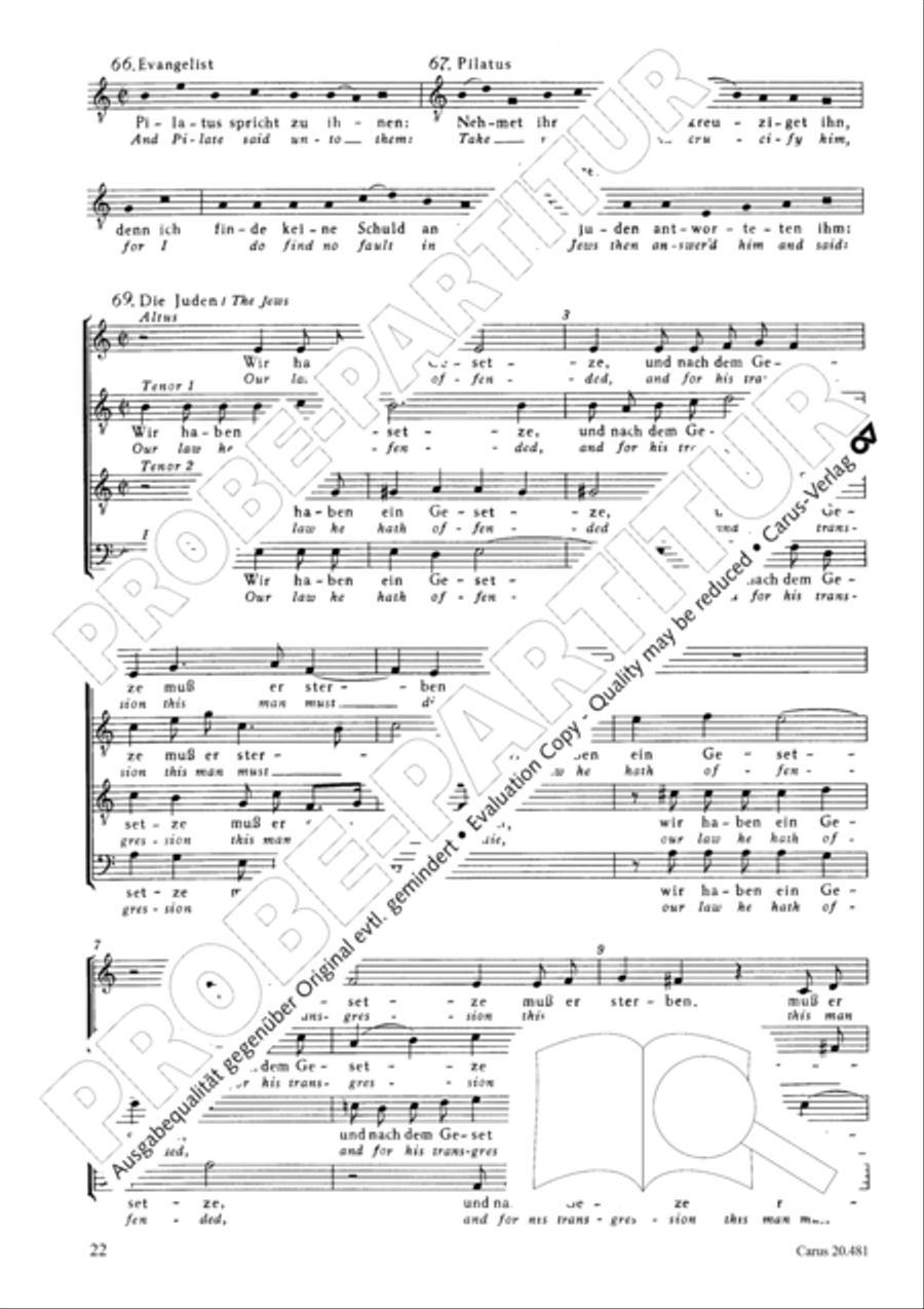 St. John Passion / The Passion of our Lord and Saviour Jesus Christ 4-Part scores gallery preview page 23