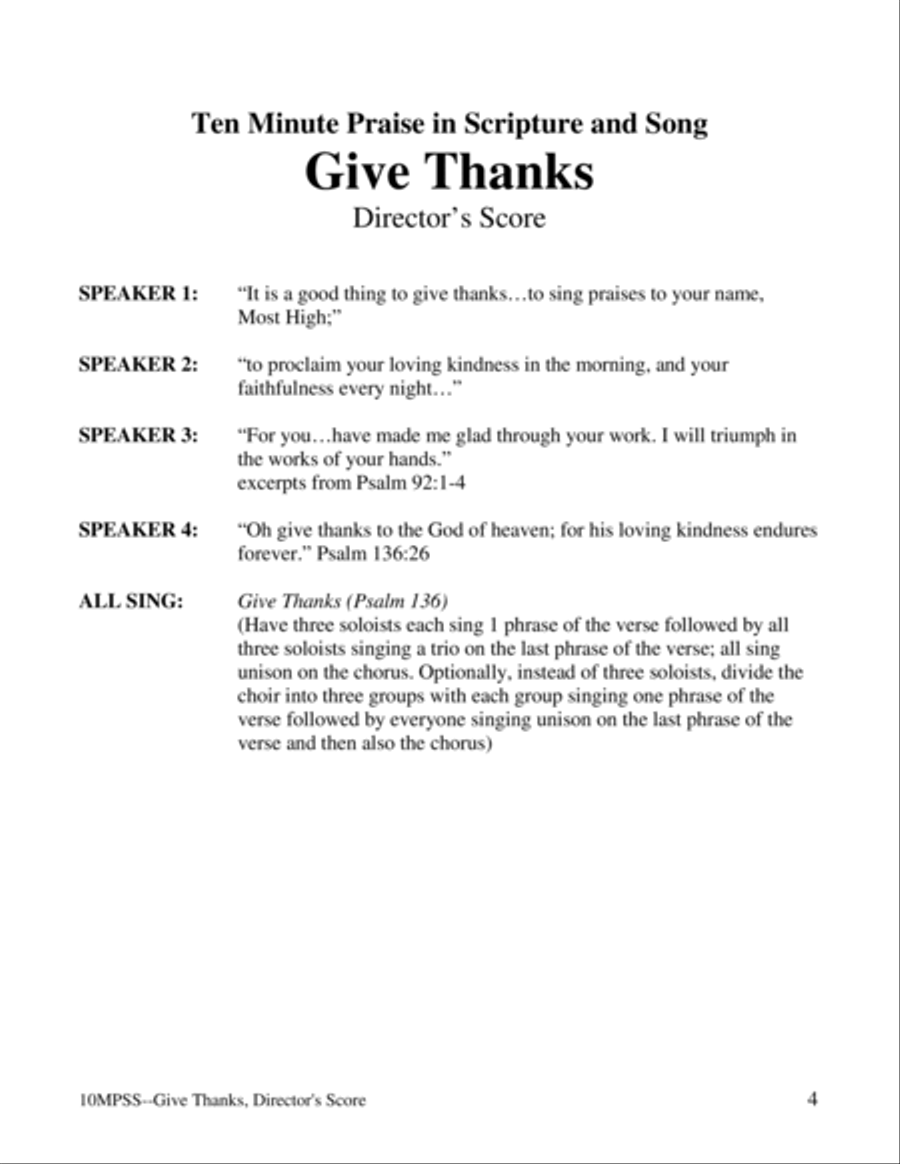 Ten Minute Praise in Scripture and Song--Give Thanks (Children's Program) ~ Thanksgiving image number null