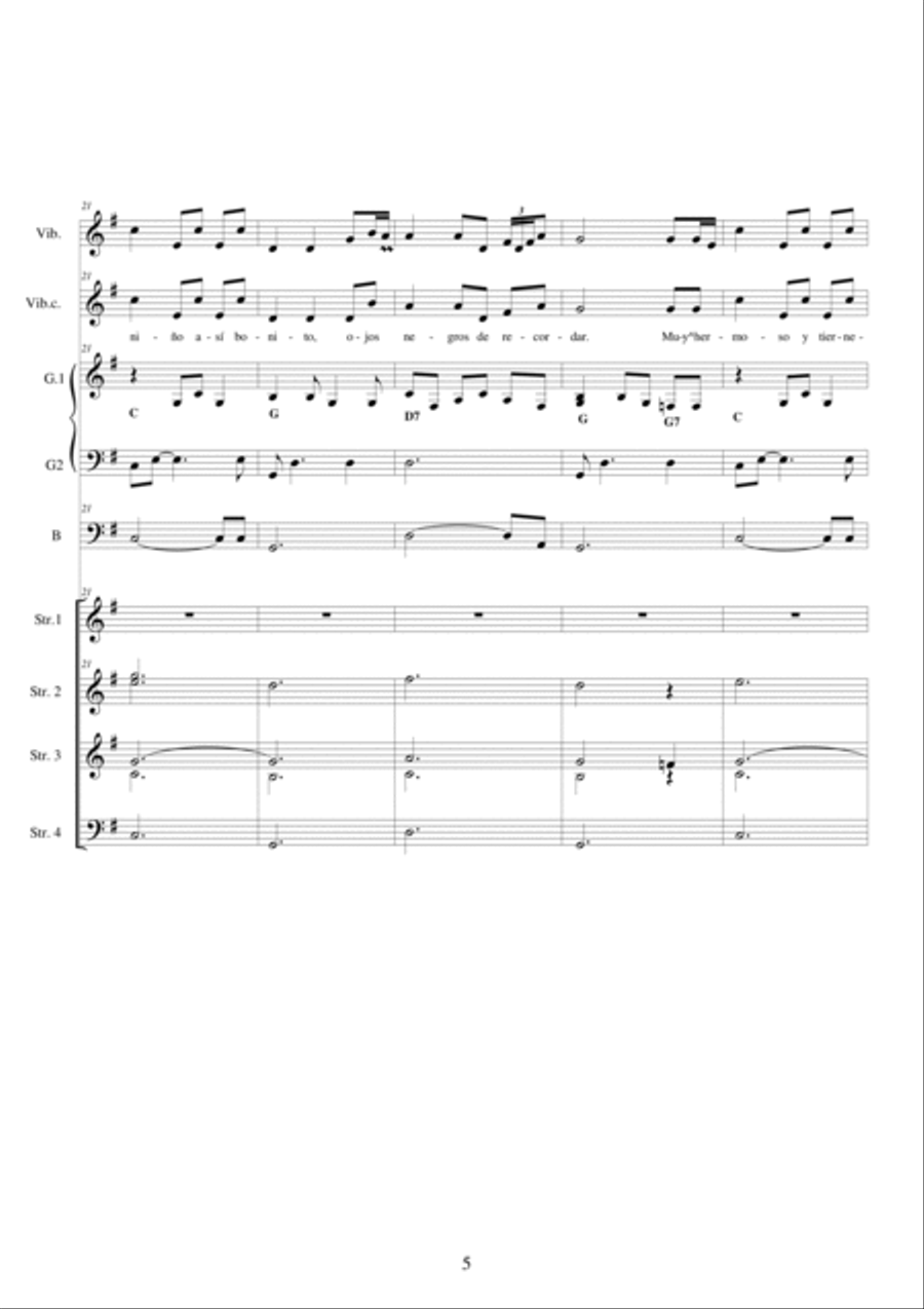 Duerme, duerme - Canción de cuna (Balada vals) Full Orchestra scores gallery preview page 5