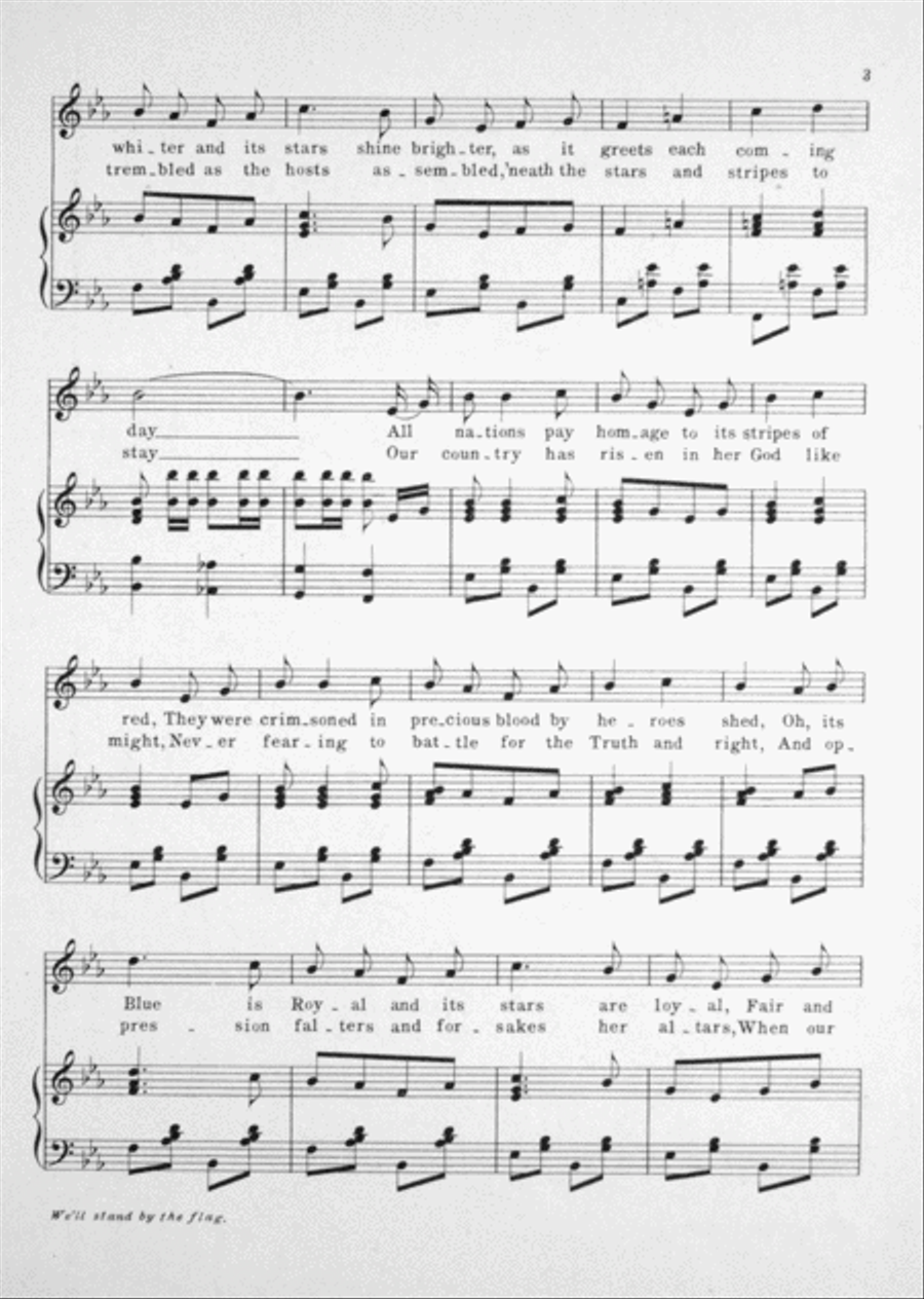 We'll Stand By the Flag. March and Song Voice scores gallery preview page 3