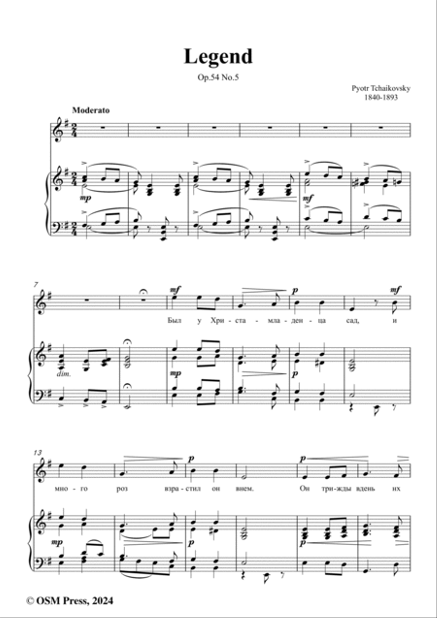 Tchaikovsky-Legend,in e minor,Op.54 No.5 Voice scores gallery preview page 2