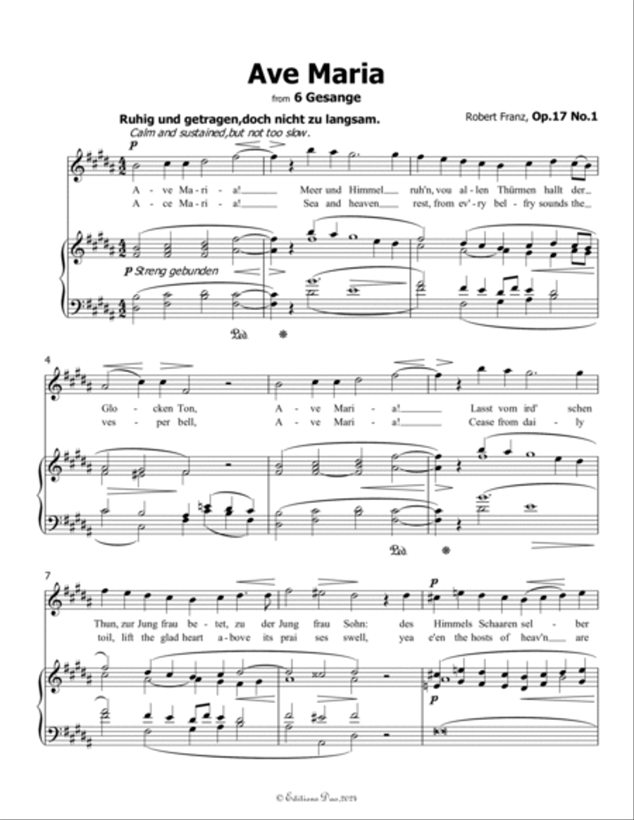Ave Maria, by Robert Franz, in B Major Voice scores gallery preview page 3
