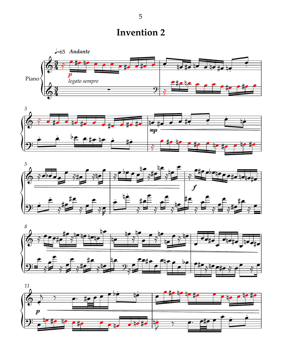 Twelve two-part inventions for piano. Piano Solo scores gallery preview page 6