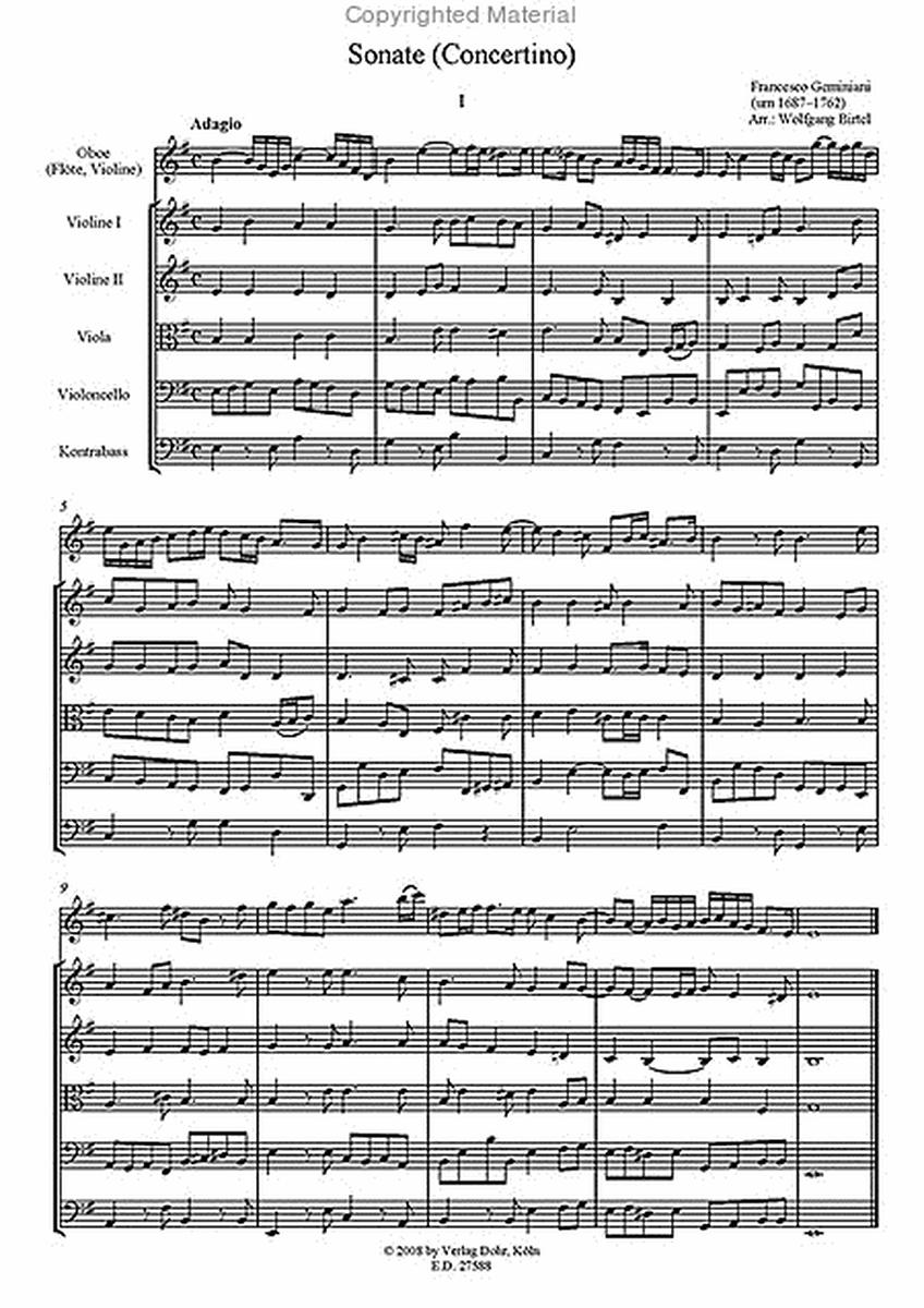 Sonate (Concertino) für Oboe (Flöte, Violine) und Streichorchester e-Moll