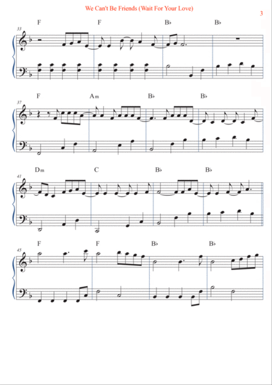 We Can't Be Friends (Wait For Your Love) Easy Piano scores gallery preview page 3