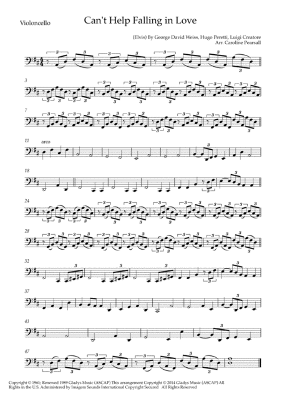 Can't Help Falling In Love String Duet scores gallery preview page 1