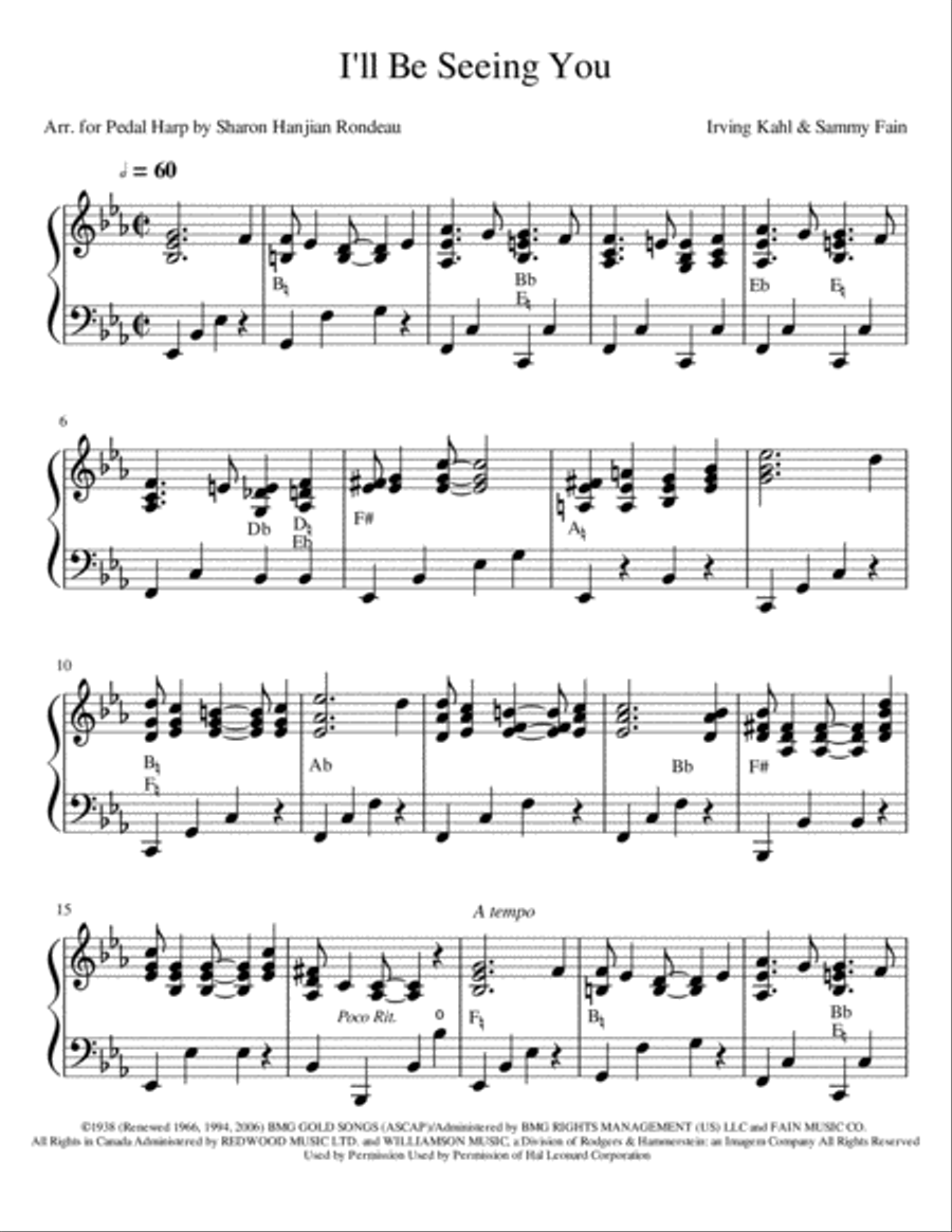 I'll Be Seeing You I'll Be Seeing You Harp scores gallery preview page 1