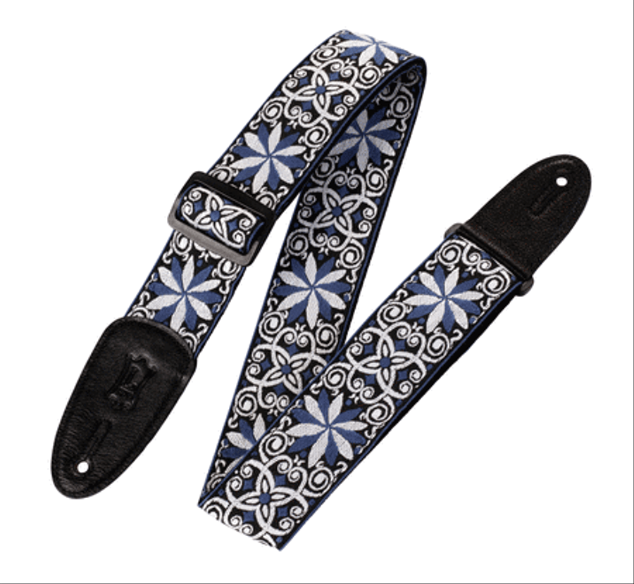 '60s Hootenanny Jacquard Weave Guitar Strap – Floral Blue Musical Instruments scores gallery preview page 1