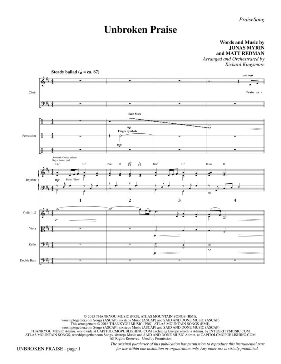 Unbroken Praise - Full Score Choir scores gallery preview page 1