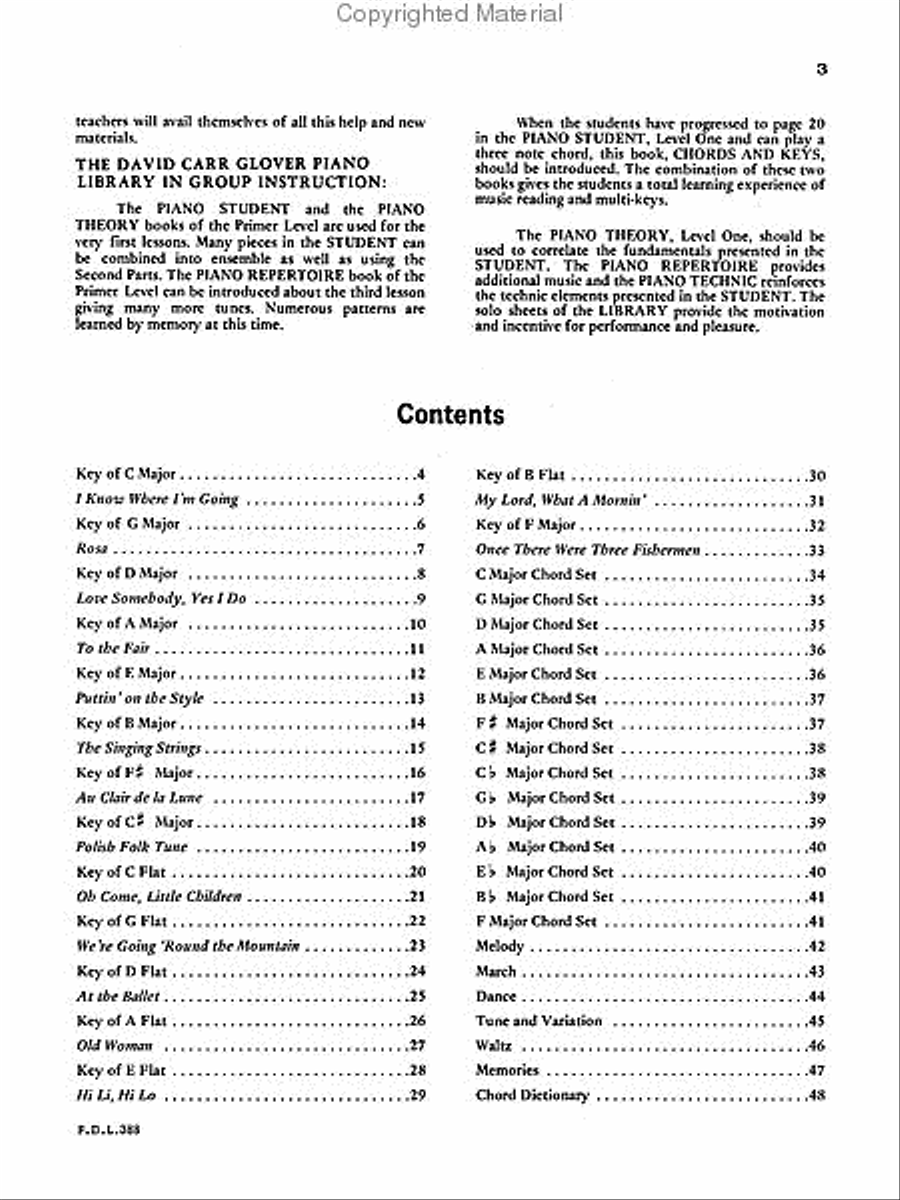 Chords And Keys Level One For Individual Or Group Instruction