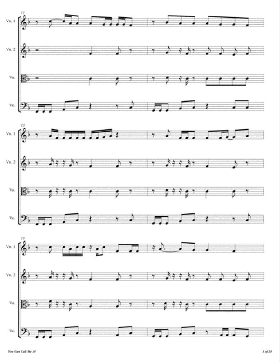 You Can Call Me Al String Quartet scores gallery preview page 4