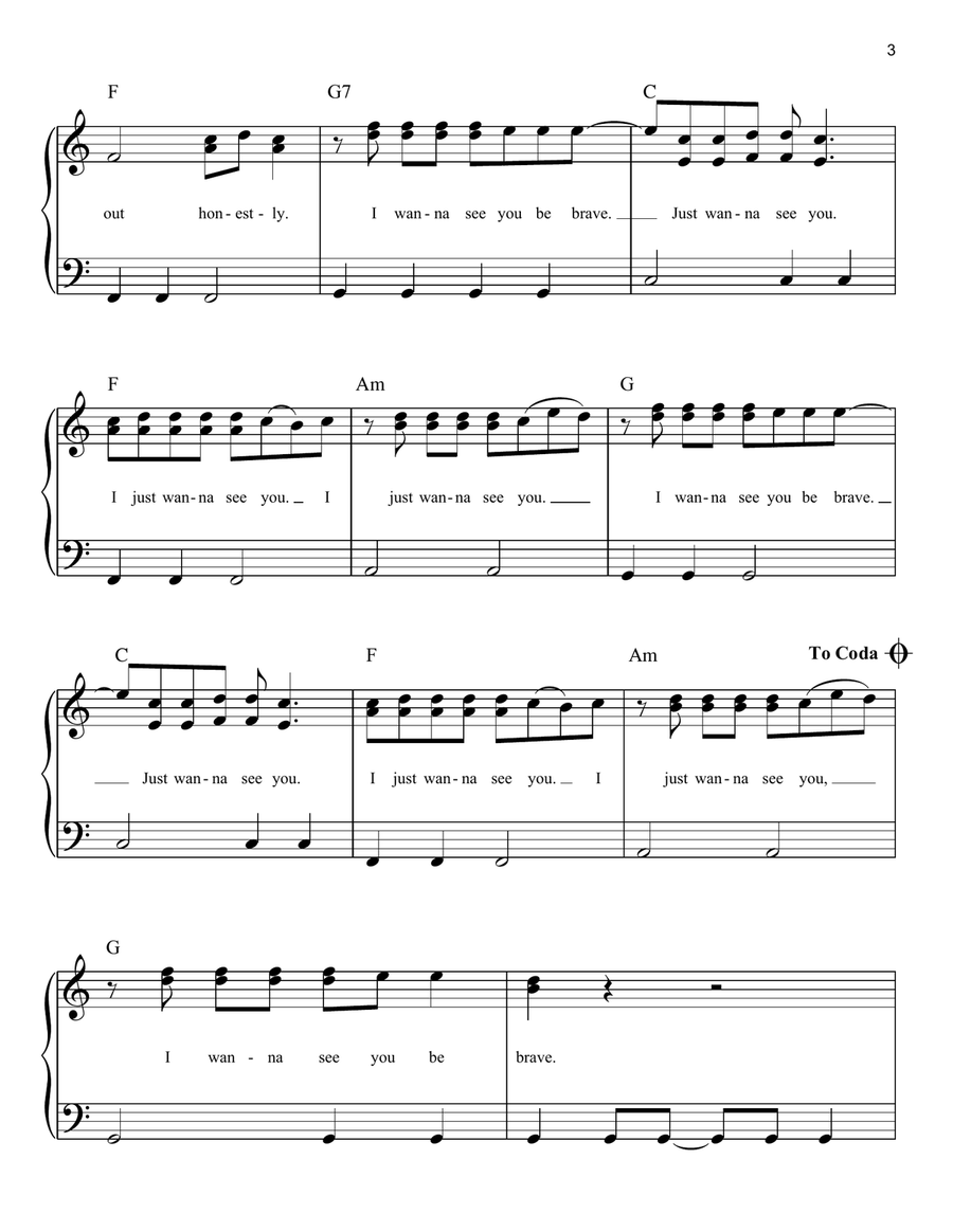 Brave Brave Easy Piano scores gallery preview page 3
