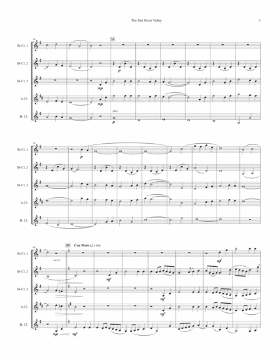 The Red River Valley (for Clarinet Quartet SSSB or SSAB) Clarinet Quartet scores gallery preview page 3