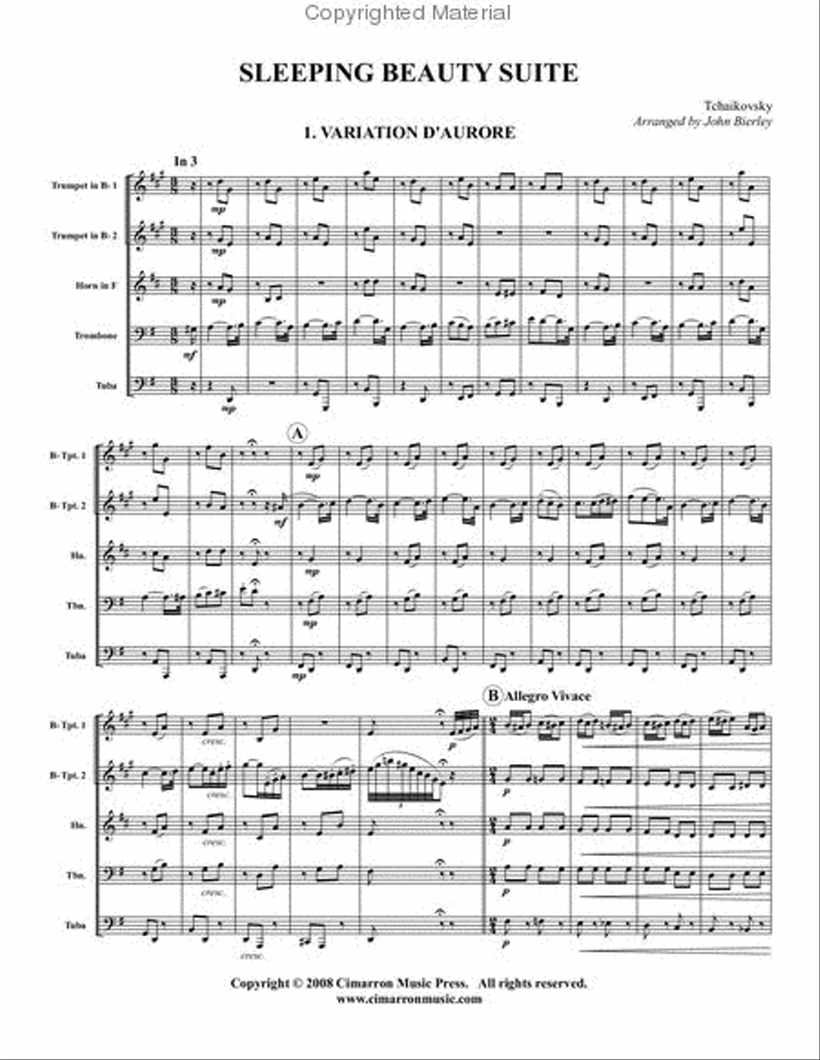 Sleeping Beauty Suite Brass Quintet scores gallery preview page 2