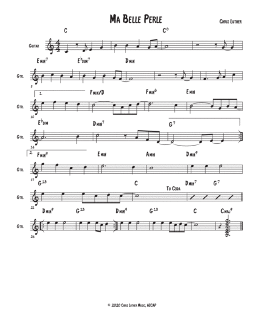 While I'm Gone (lead sheet) Electric Guitar scores gallery preview page 1