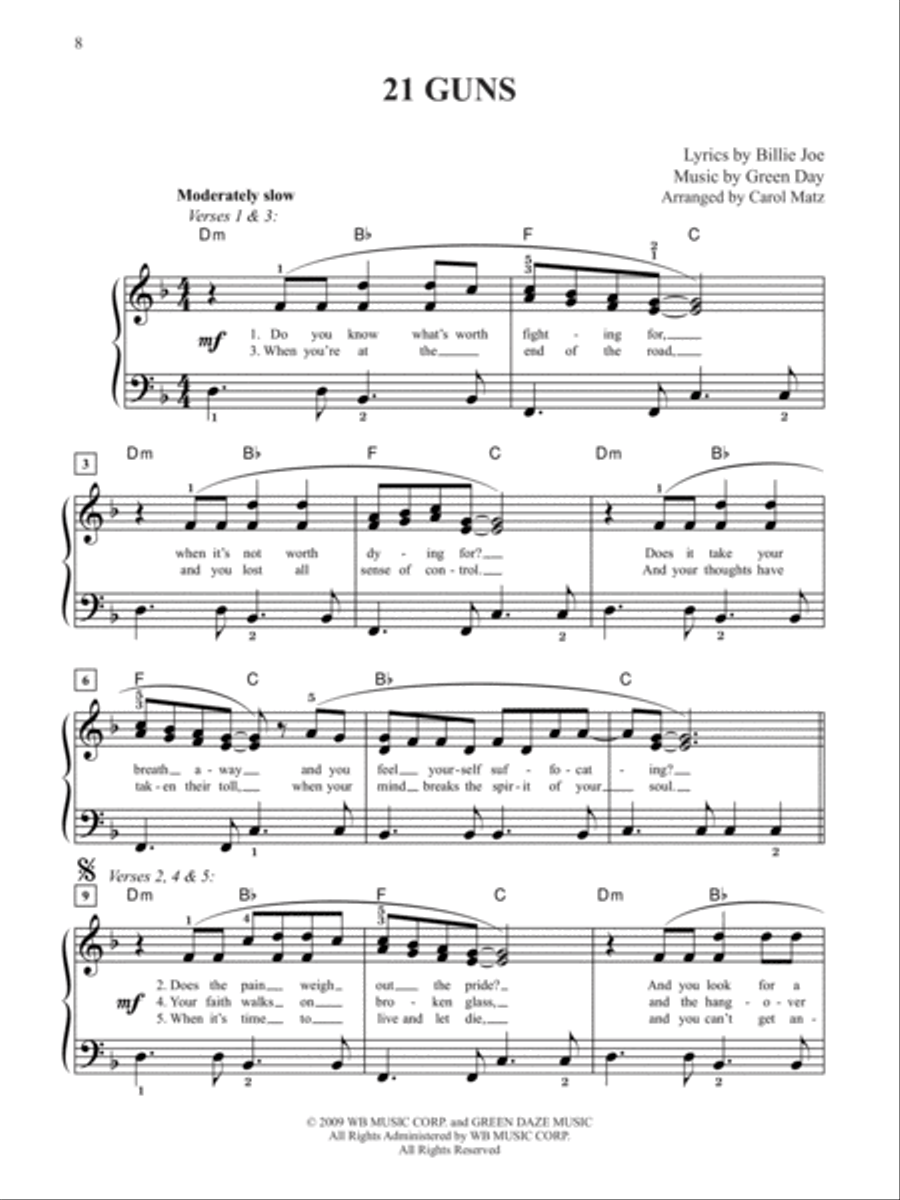 Green Day Sheet Music Anthology Easy Piano scores gallery preview page 4