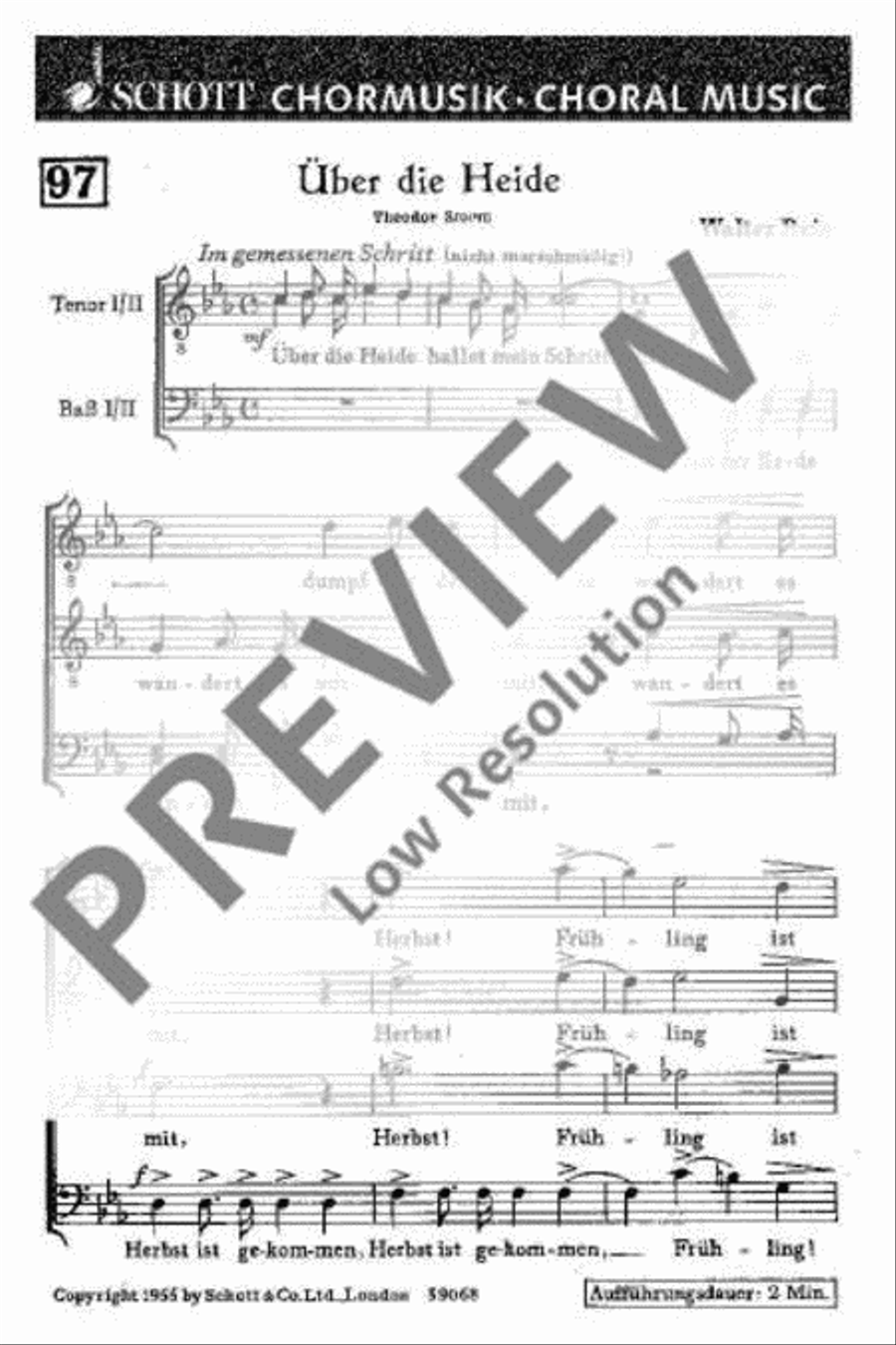 Über die Heide hallet mein Schritt Men's Choir scores gallery preview page 2