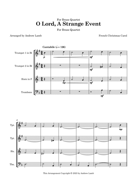 O Lord, A Strange Event (for Brass Quartet) image number null