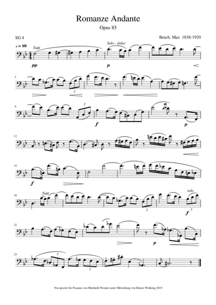41 Pieces Grade 4 (of 6 - easy to difficult) Stücke Trombone Solo Posaune Trombone Solo Posaune Sol by Max Bruch Trombone Solo - Digital Sheet Music