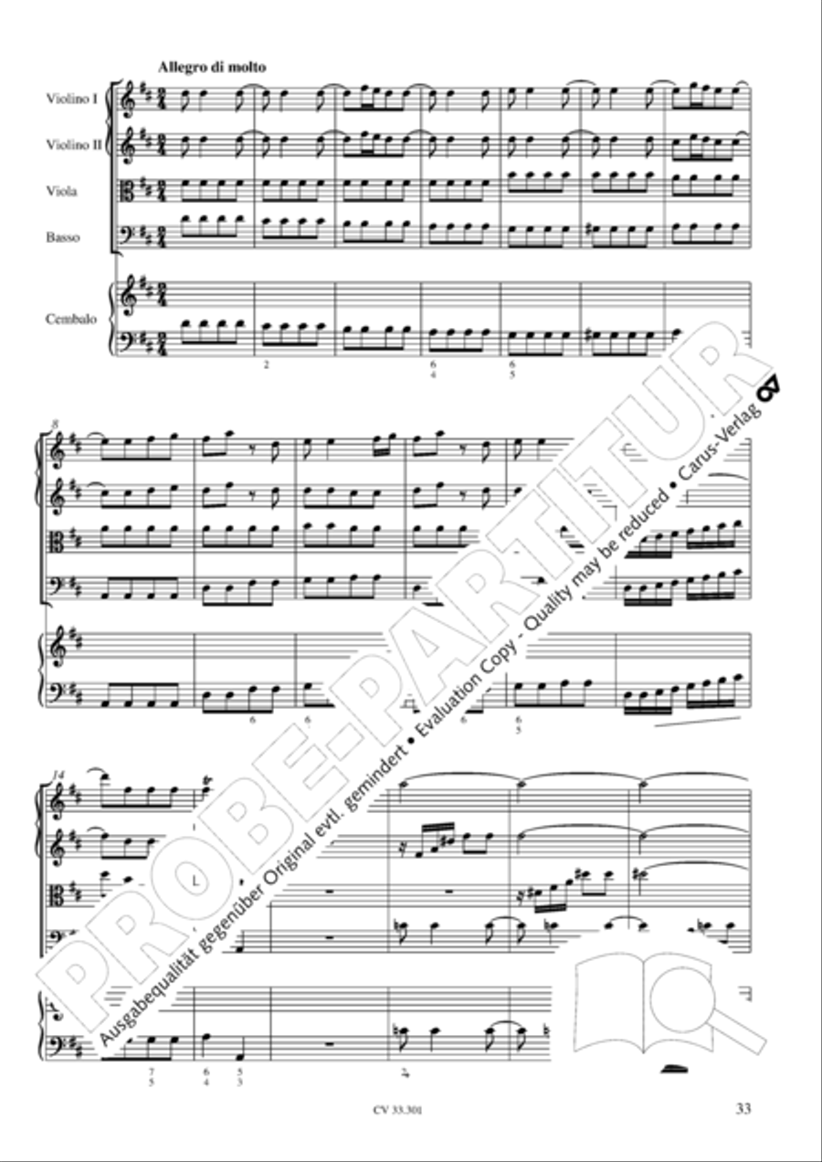 Concerto per il Cembalo in D Cello scores gallery preview page 34
