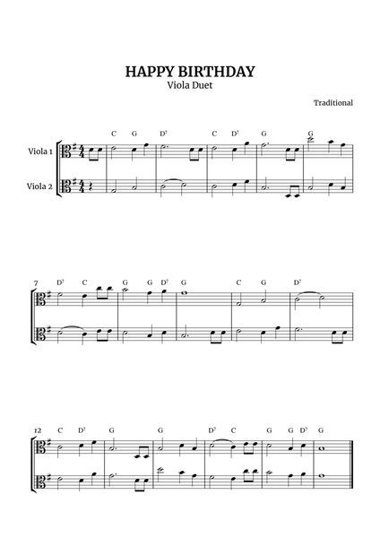 Happy Birthday - Viola Duet image number null