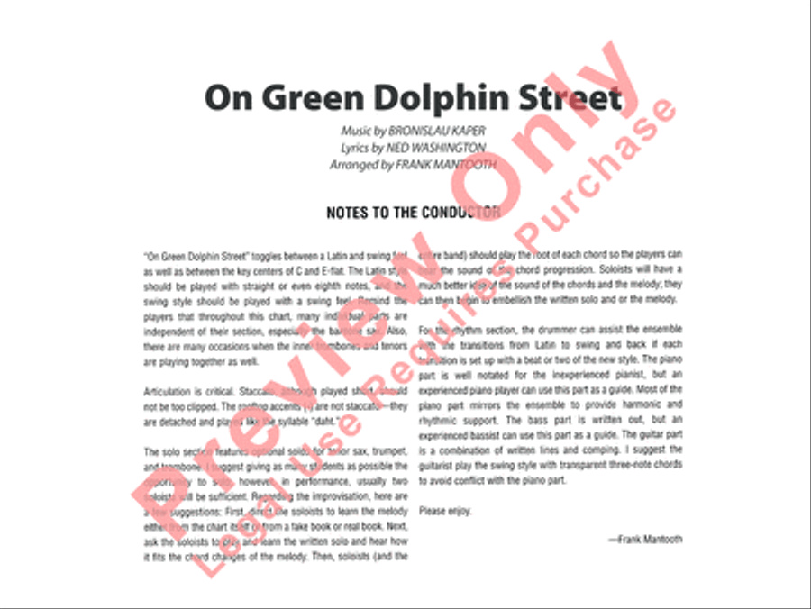 On Green Dolphin Street Jazz Ensemble scores gallery preview page 3