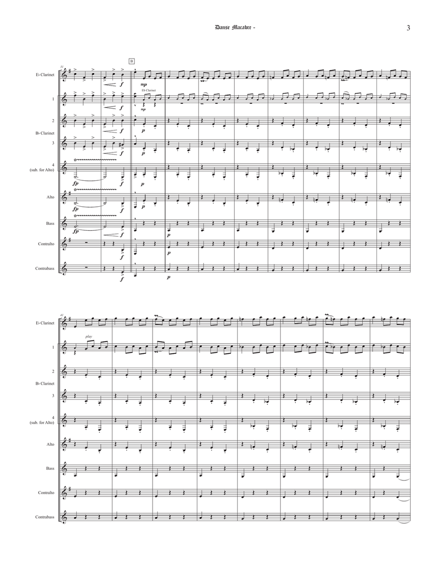 Danse Macabre (for Clarinet Choir) Clarinet Choir scores gallery preview page 3