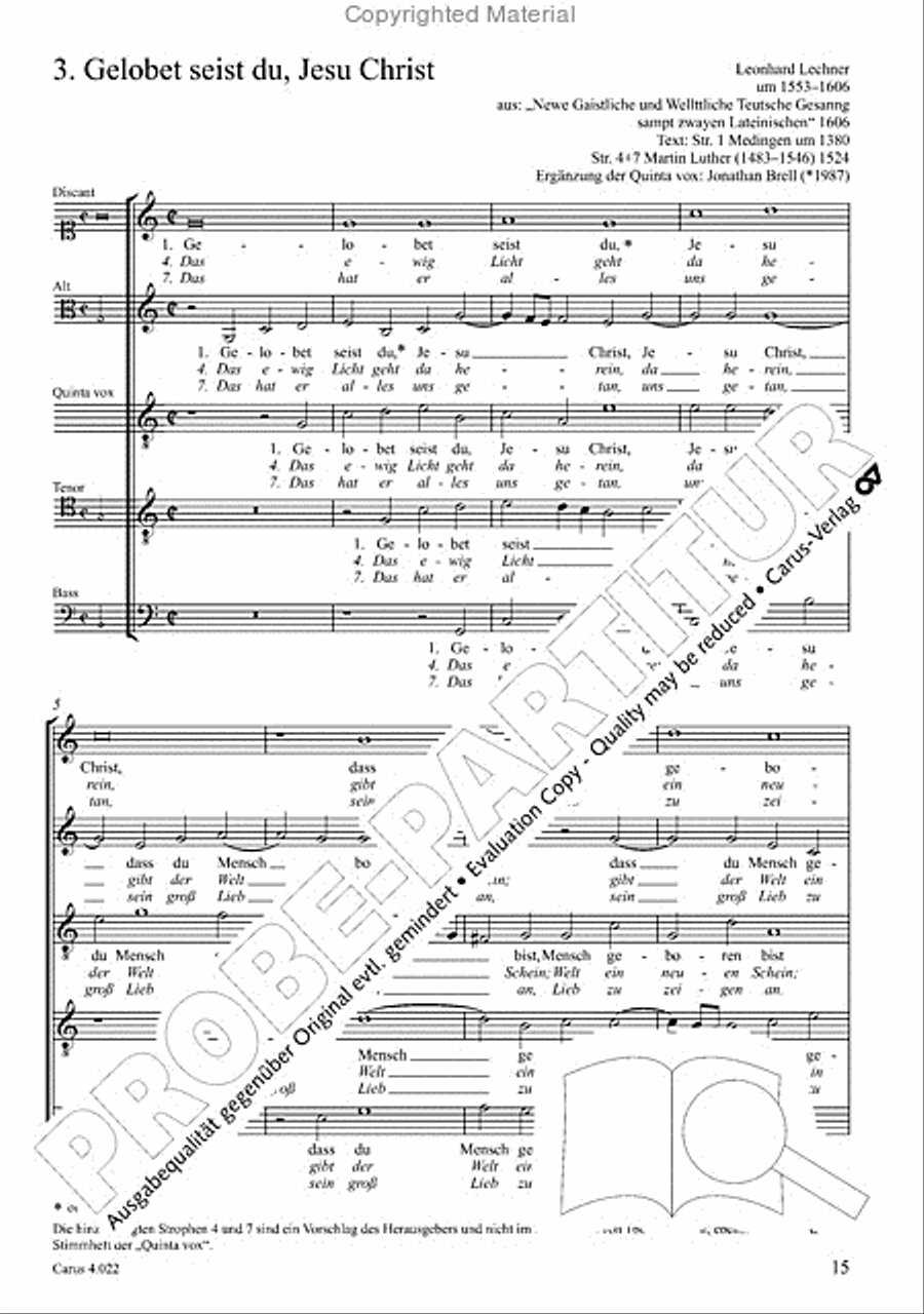All praise to you, Lord Jesus Christ (Gelobet seist du, Jesu Christ) SATTB scores gallery preview page 3