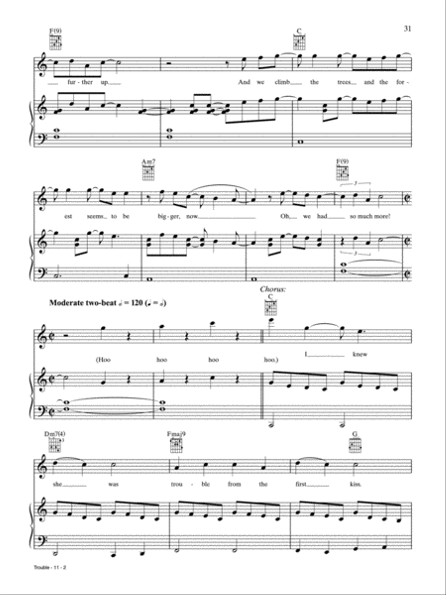 Trouble Piano, Vocal, Guitar scores gallery preview page 2