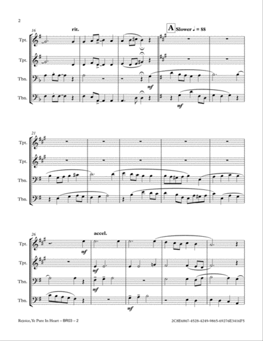 Rejoice, Ye Pure In Heart Brass Ensemble scores gallery preview page 5